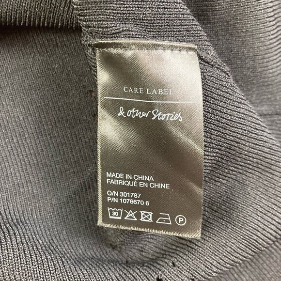 Paris Atelier & Other Stories Large Women Black Tank Top Knit Lasercut Basic EUC - Picture 4 of 9